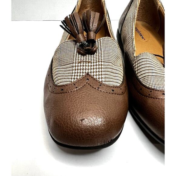 Comfortview Aster 44634 Brown Herringbone Tassel Flat Loafers Comfort 9.5W EUC - Picture 3 of 12